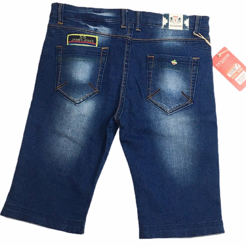 YZ Dark Blue Denim Wash Jean Shorts Capri Pants - Picture 9 of 10